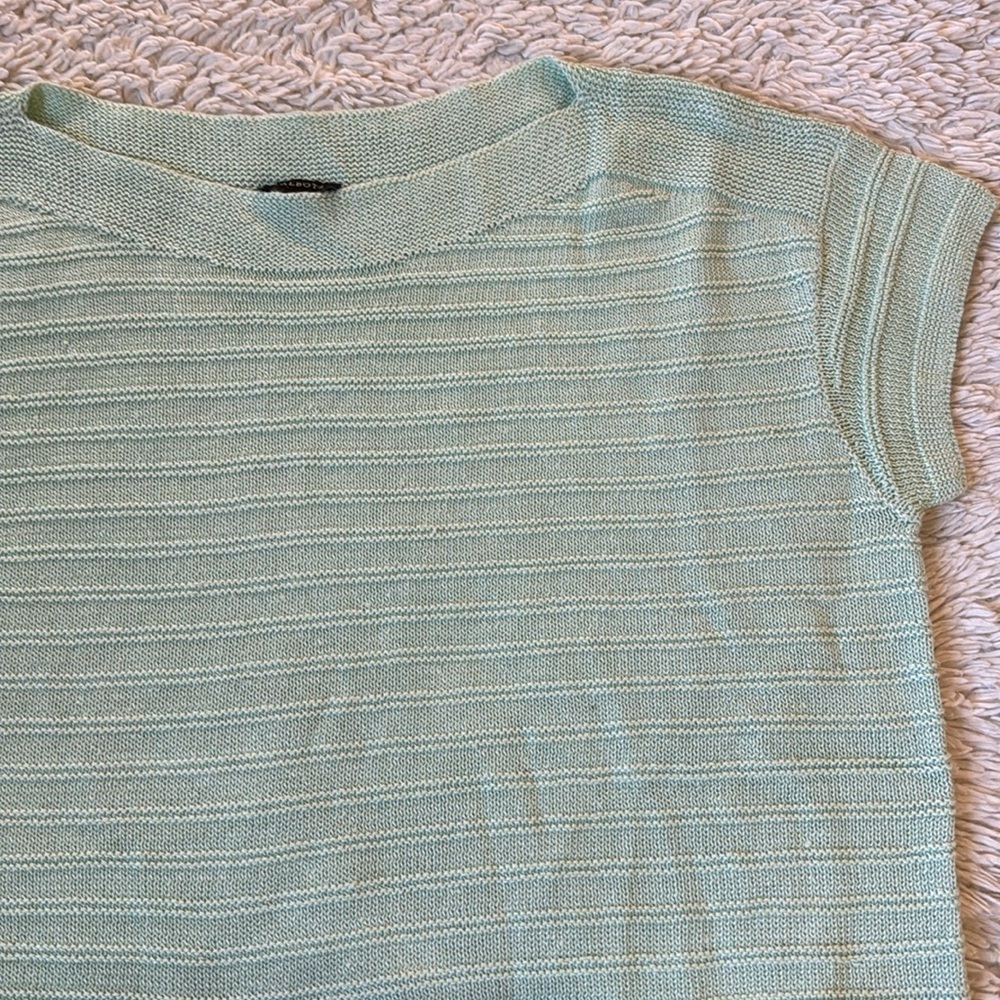 Talbots LINEN BATEAU NECK PULLOVER - TEXTURED STRIPE size M - Picture 13 of 16